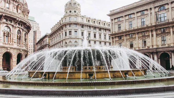 Springvand Piazza Ferrari Vigtigste Torv Genova Italien - Stock-foto