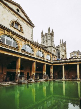 Bath, İngiltere - Eylül 2016 yaklaşık: Roman Baths antik spa