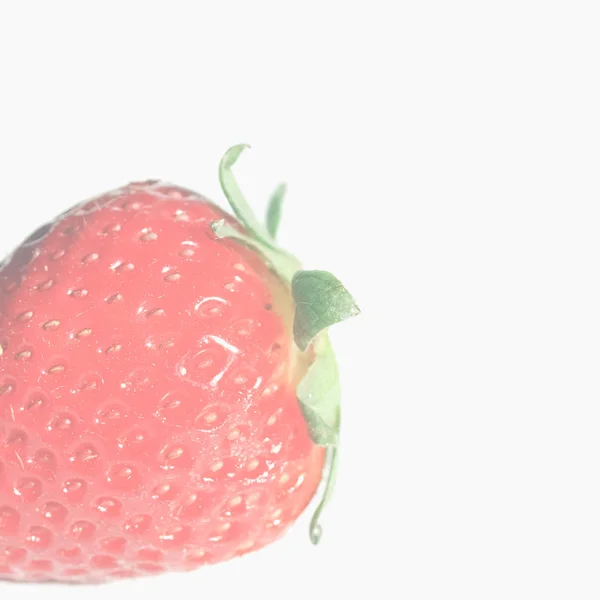 Detail Der Erdbeeren Isoliert Über Weiß Mit Kopierraum Zarte Weiche — Stockfoto