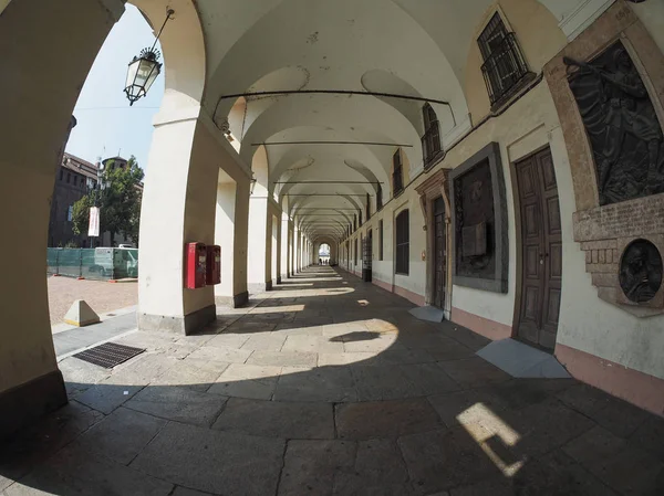 Turin Italien Circa September 2018 Pelargången Portico Sett Med Fisheye — Stockfoto