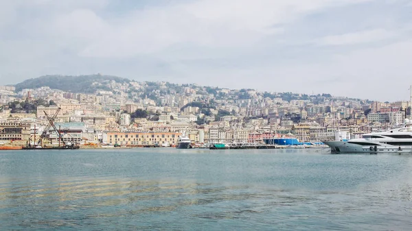 Uitzicht Stad Genua Vanaf Zee — Stockfoto