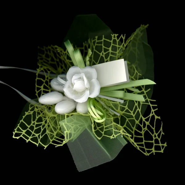 Partei Favorisiert Bonbonniere Für Hochzeitsgäste Selektiver Fokus Auf Blume — Stockfoto