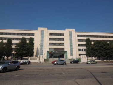 Torino, İtalya - Eylül 2018 yaklaşık: Fiat Chrysler otomobil (Fca) Mirafiori araba fabrika Fiat, Lancia, Alfa Romeo, Jeep ve Abarth markalar için