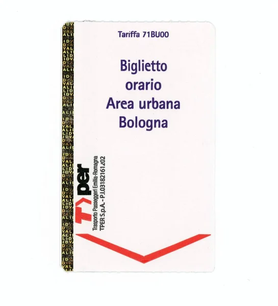 意大利博洛尼亚 2018年9月 博洛尼亚市区的每小时公共汽车票 意大利 Biglietto Orario 区厄里尼 — 图库照片