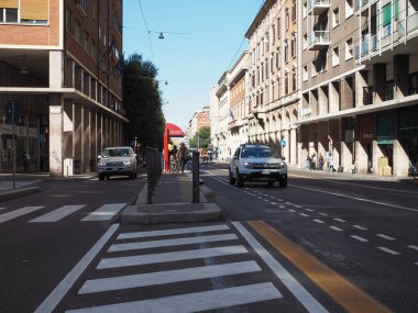 Bologna, İtalya - Eylül 2018 yaklaşık: Via Marconi sokak (eski adıyla Via Roma)