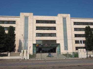 Torino, İtalya - Eylül 2018 yaklaşık: Fiat Chrysler otomobil (Fca) Mirafiori araba fabrika Fiat, Lancia, Alfa Romeo, Jeep ve Abarth markalar için