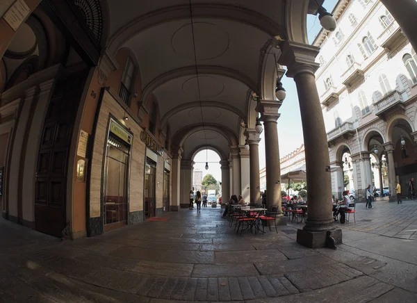 Turin Italy Circa September 2018 Portico Colonnade Seen Fisheye Lens — стоковое фото