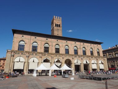 Bologna, İtalya - Eylül 2018 yaklaşık: İnsanlar şehir merkezi