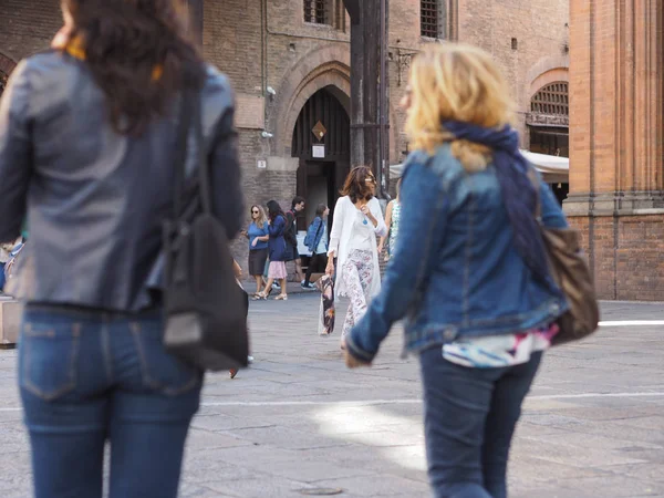 Bologna Itália Circa Setembro 2018 Pessoas Centro Cidade — Fotografia de Stock