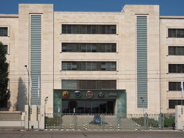 Torino, İtalya - Eylül 2018 yaklaşık: Fiat Chrysler otomobil (Fca) Mirafiori araba fabrika Fiat, Lancia, Alfa Romeo, Jeep ve Abarth markalar için