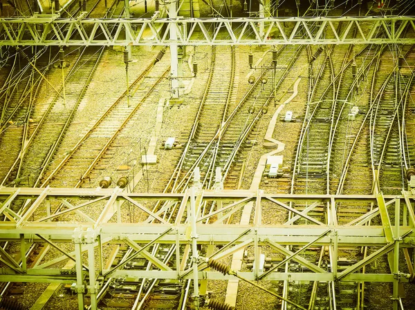 Ferrocarril Vías Férreas Para Transporte Trenes Vintage Retro —  Fotos de Stock