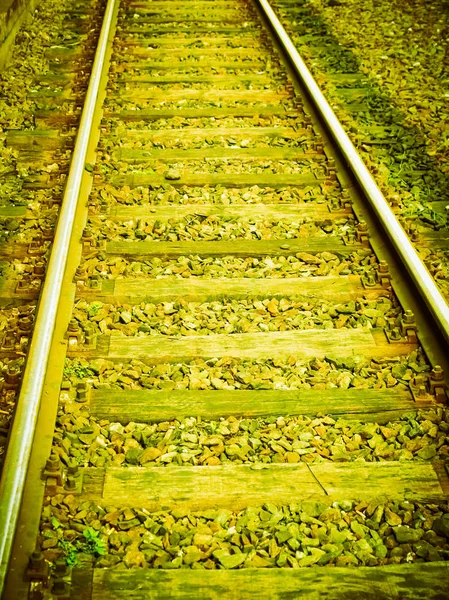 Detail Der Eisenbahngleise Für Züge Oldtimer Retro — Stockfoto