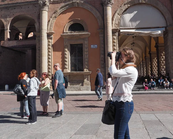 Bologna Itália Circa Setembro 2018 Pessoas Centro Cidade — Fotografia de Stock