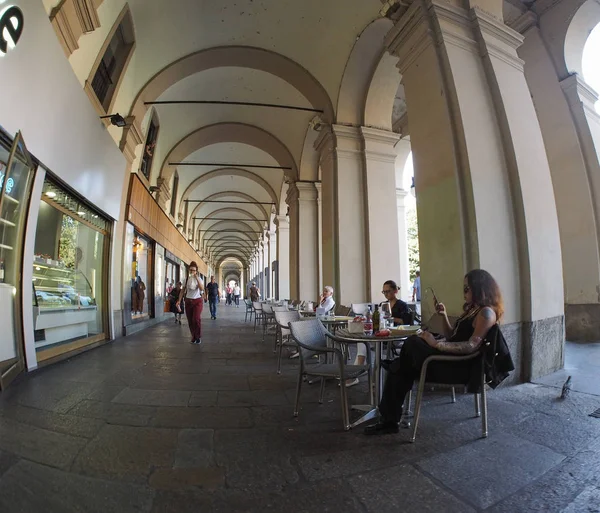 Turin Italien Circa September 2018 Pelargången Portico Sett Med Fisheye — Stockfoto