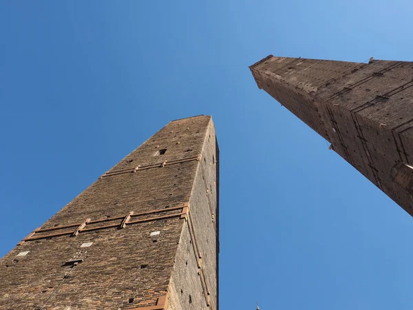 Torre Garisenda Torre Degli Asinelli Torres Inclinadas Alias Due Torri —  Fotos de Stock