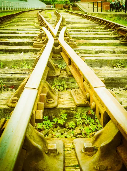 Eisenbahngleise Für Den Öffentlichen Verkehr Oldtimer Retro — Stockfoto