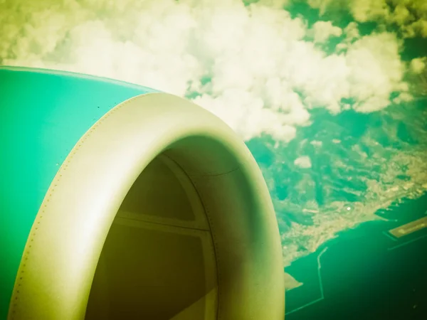 Céu Azul Com Nuvens Vistas Avião Útil Como Fundo Vintage — Fotografia de Stock