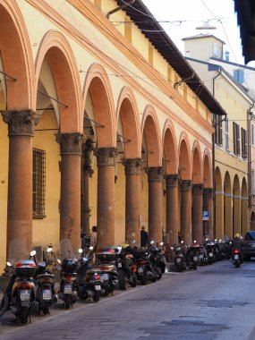 Bologna, İtalya - Eylül 2018 yaklaşık: Görünüm eski şehir merkezinin