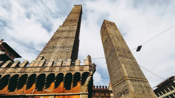 Torre Garisenda Torre Degli Asinelli Torres Inclinadas Alias Due Torri —  Fotos de Stock