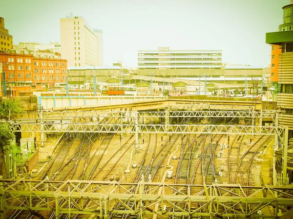 Ferrocarril Vías Férreas Para Transporte Trenes Vintage Retro — Foto de Stock