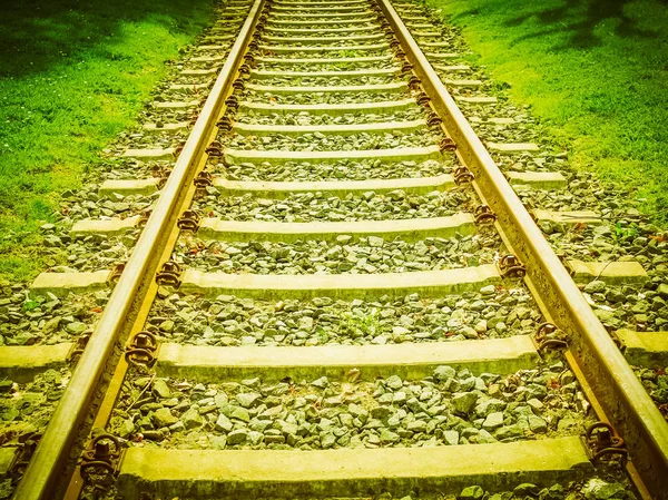 Eisenbahn Oder Eisenbahngleise Für Den Zugverkehr Vintage Retro — Stockfoto