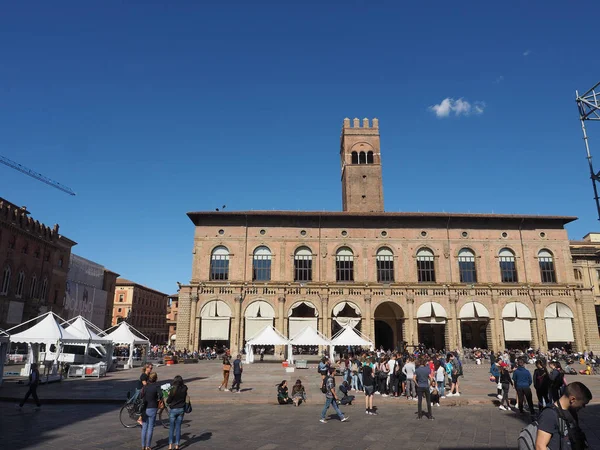 Bologna Talya Eylül 2018 Yaklaşık Piazza Maggiore Aka Piazza Grande — Stok fotoğraf