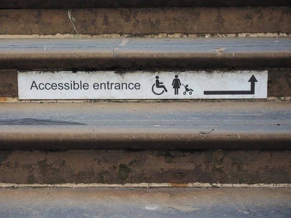 Accessible Entrance Sign Public Stair Steps — Stock Photo, Image