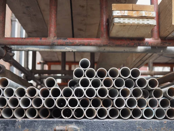 Temporary Scaffold Pipes Construction Works Building Site — Stock Photo, Image