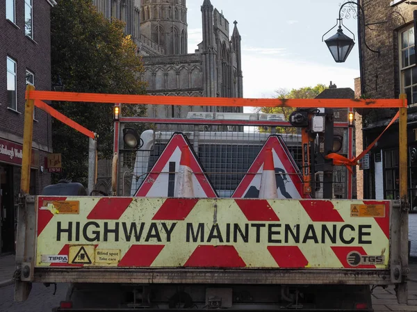 Ely Circa October 2018 Highway Maintenance Road Works — Stock Photo, Image