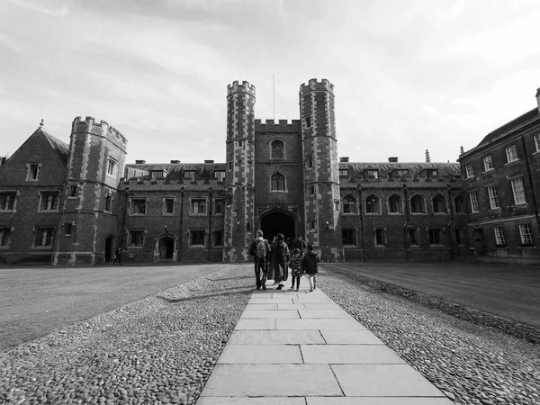 Cambridge Circa October 2018 Second Court John College Black White — Stock Photo, Image