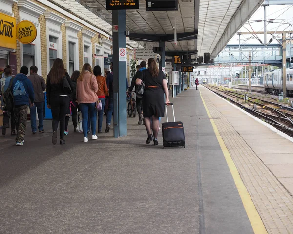 Cambridge Oktober 2018 Zug Bahnsteig Des Bahnhofs Cambridge — Stockfoto