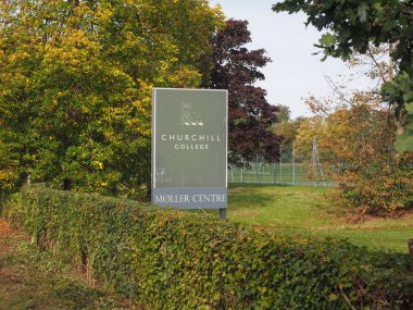 Cambridge, İngiltere - Ekim 2018 yaklaşık: Churchill üniversite moller Merkezi