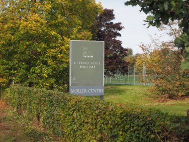CAMBRIDGE, UK - CIRCA OCTOBER 2018: Churchill College moller centre clipart