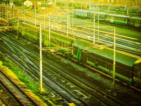 Chemins Fer Voies Ferrées Pour Transport Ferroviaire Vintage Rétro — Photo