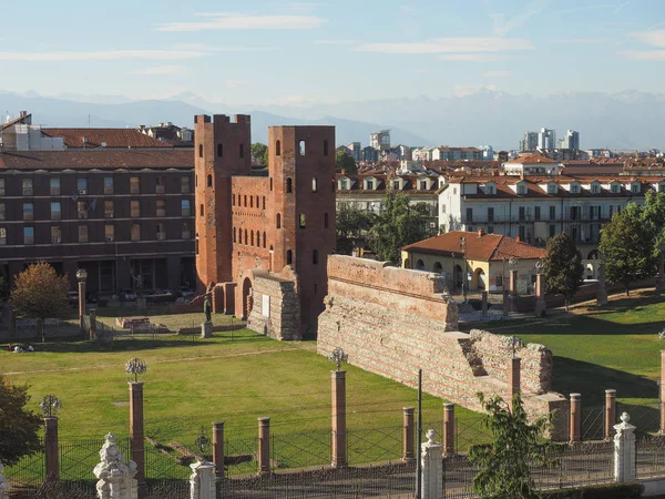 Die Ruine Der Porta Palatina Turin Italien — Stockfoto
