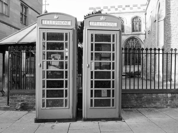 Cambridge Storbritannien Circa Oktober 2018 Röd Telefonhytt Svart Och Vitt — Stockfoto