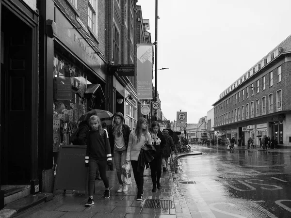 Cambridge Oktober 2018 Regnerischer Tag Zentrum Von Cambridge Schwarz Weiß — Stockfoto