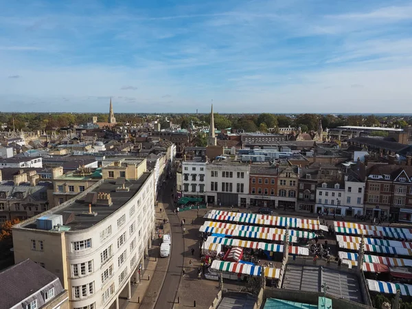 Cambridge Ngiltere Ekim 2018 Yaklaşık Pazar Meydanı Havadan Görünümü — Stok fotoğraf