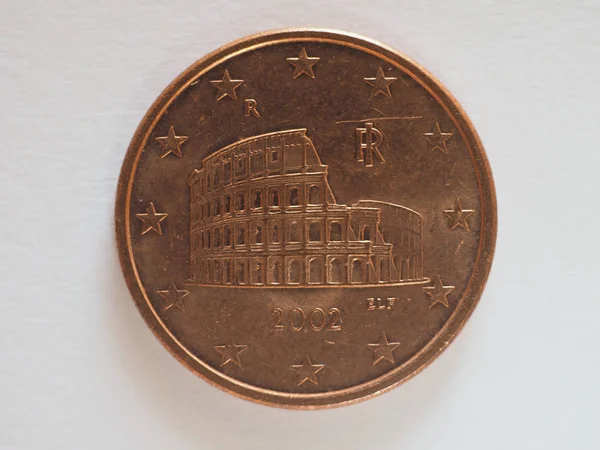 5美分硬币货币 Eur 意大利的货币 欧盟与罗马斗兽场 — 图库照片