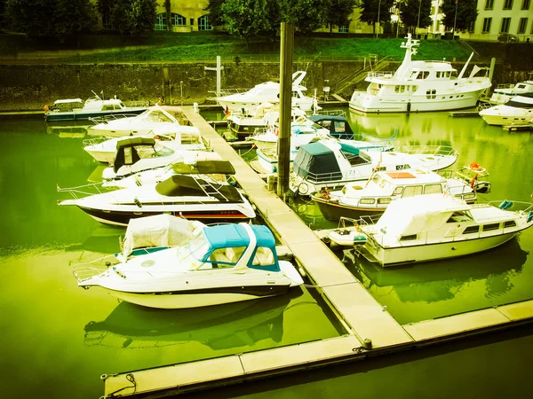 Eine Reihe Von Booten Einem Hafen Vintage Retro — Stockfoto