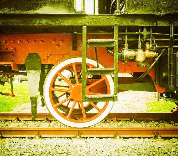 Detalhe Antigo Trem Vapor Locomotiva Veículo Vintage Retro — Fotografia de Stock