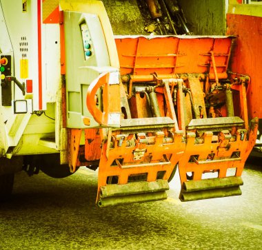 Bir çöp kamyonu için çöp atık toplama vintage retro