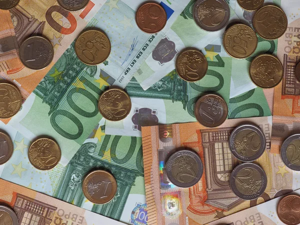 100 Notas Moedas Euro Euros Moeda União Europeia — Fotografia de Stock
