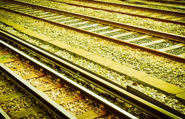 Trilhas Ferroviárias Ferroviárias Para Transporte Ferroviário Vintage Retro — Fotografia de Stock