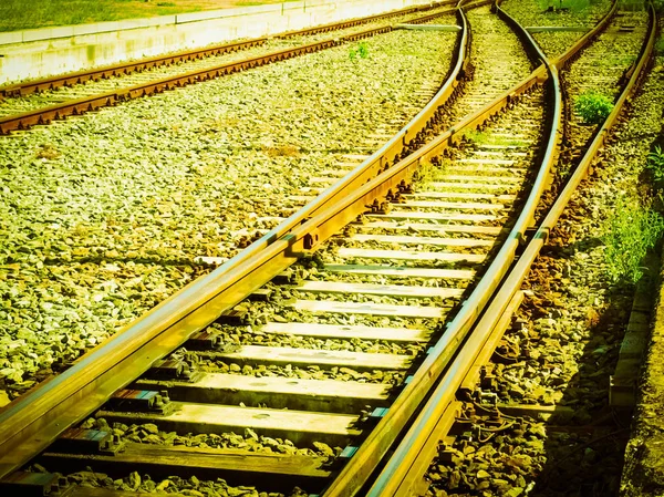 Detail Der Eisenbahngleise Für Den Zug Oldtimer Retro — Stockfoto
