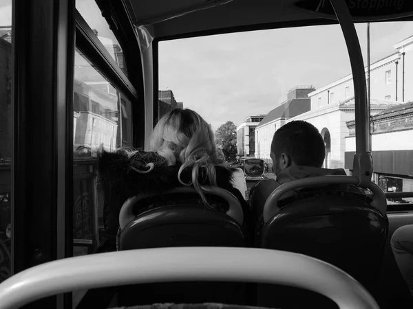 Cambridge Circa October 2018 Double Decker Bus Public Transport Black — Stock Photo, Image