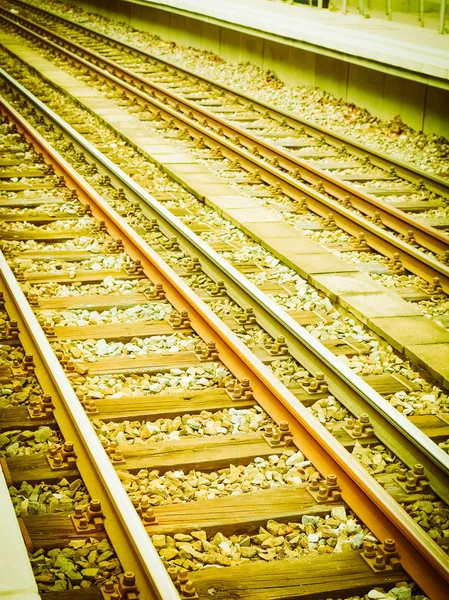 Järnvägs Eller Järnväg Spår För Tåg Transport Vintage Retro — Stockfoto
