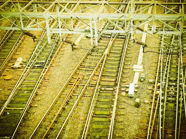 Ferrocarril Vías Férreas Para Transporte Trenes Vintage Retro —  Fotos de Stock