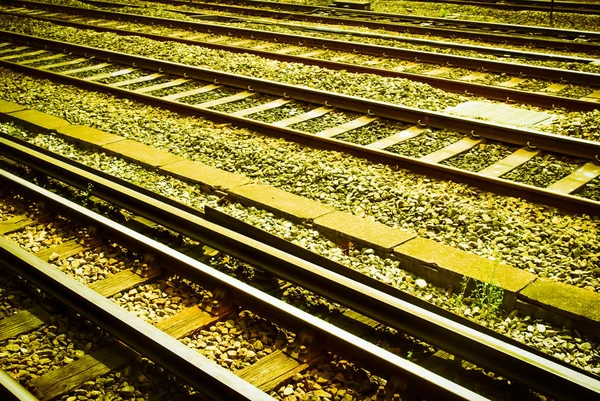 Ferrocarril Vías Férreas Para Transporte Trenes Vintage Retro —  Fotos de Stock