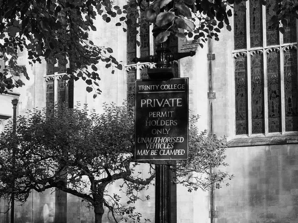 Cambridge Velká Británie Cca Října 2018 Znamení Trinity College Černé — Stock fotografie